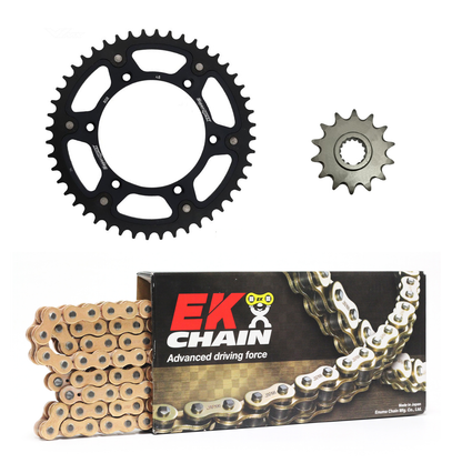 EK MVXZ525 Chain & 17/45T Black Steel Sprockets Kit [GSXR1000 17+] [SAME DAY DELIVERY]