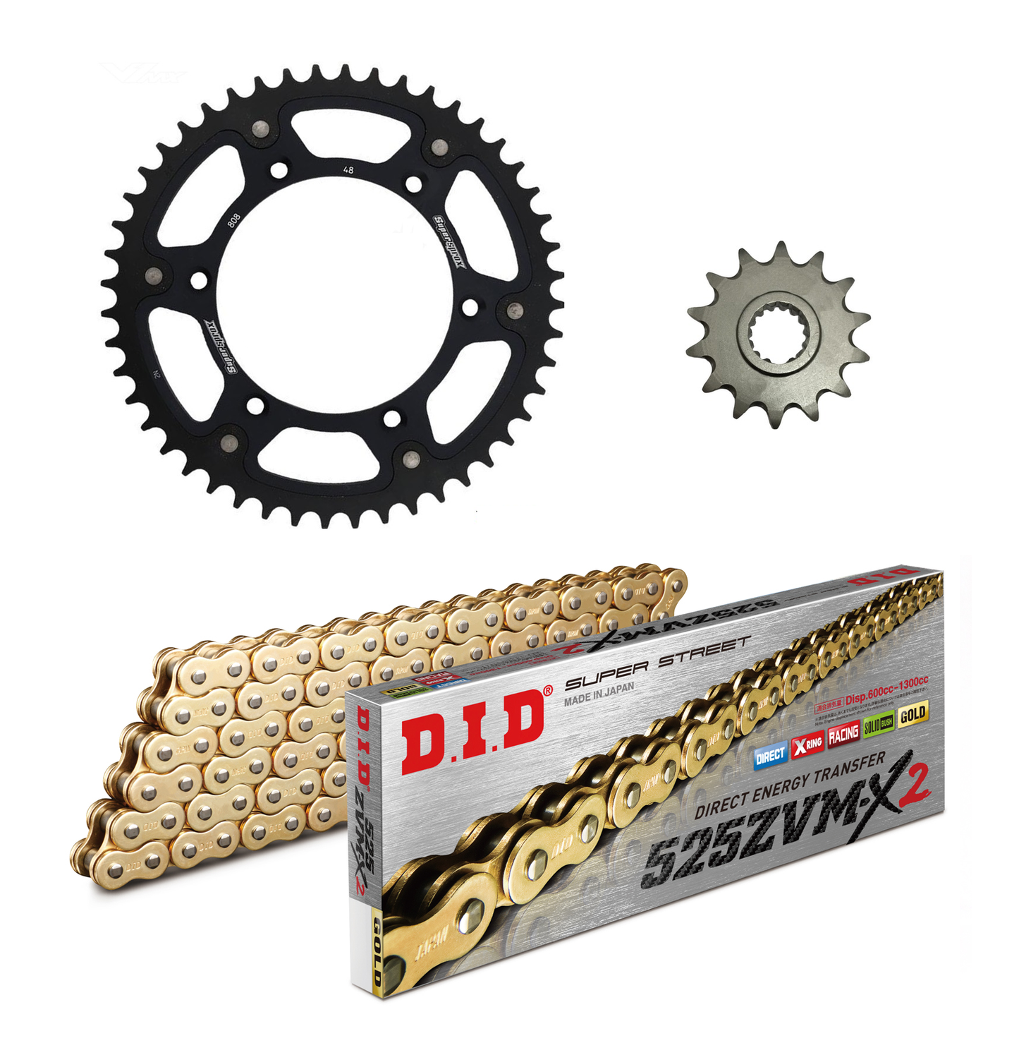 DID 525ZVM-X2 Gold Chain & 16/41T Black Steel Sprocket Kit [R1 15+]