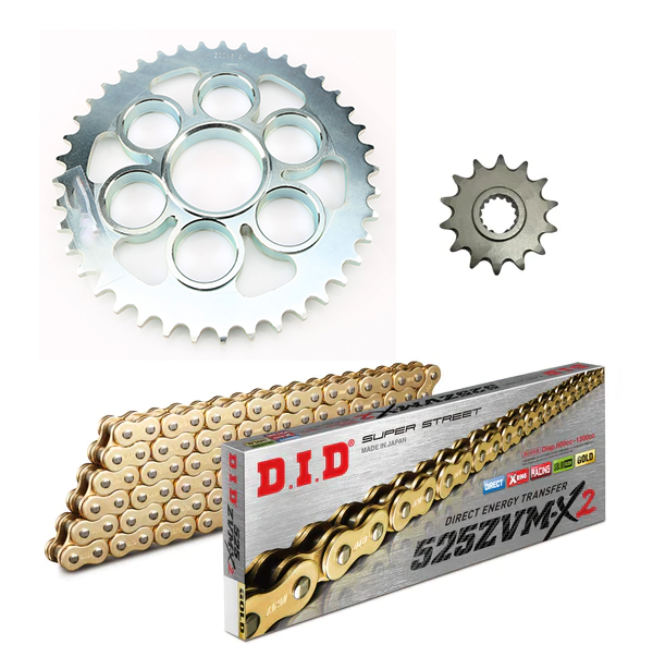 DID 525ZVM-X2 Gold Chain & 15/43T Stainless Steel Sprocket Kit [Diavel 1260/S]