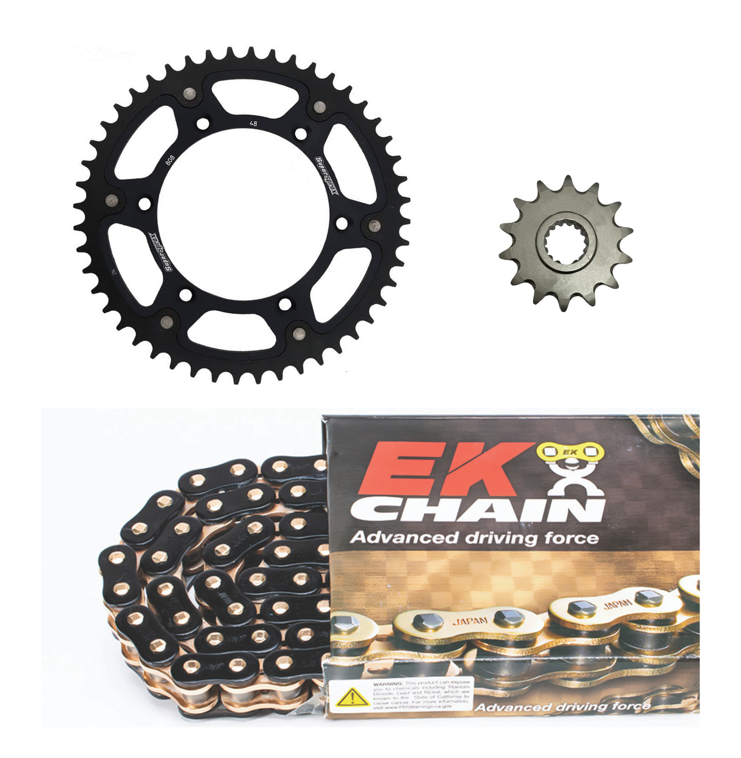 EK MVXZ525 Chain & 17/45T Black Steel Sprockets Kit [GSXR1000 17+] [SAME DAY DELIVERY]