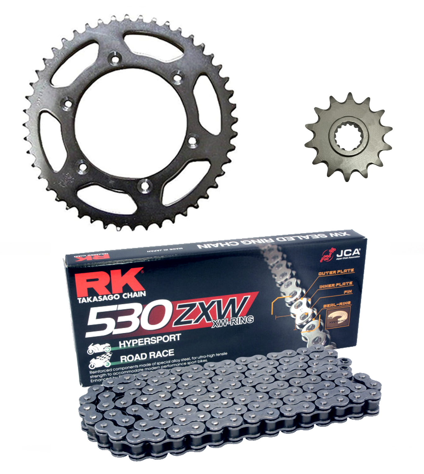 RK 525ZXW Dark Grey Chain & 16/41T Steel Sprocket Kit [Hayabusa 08 ...