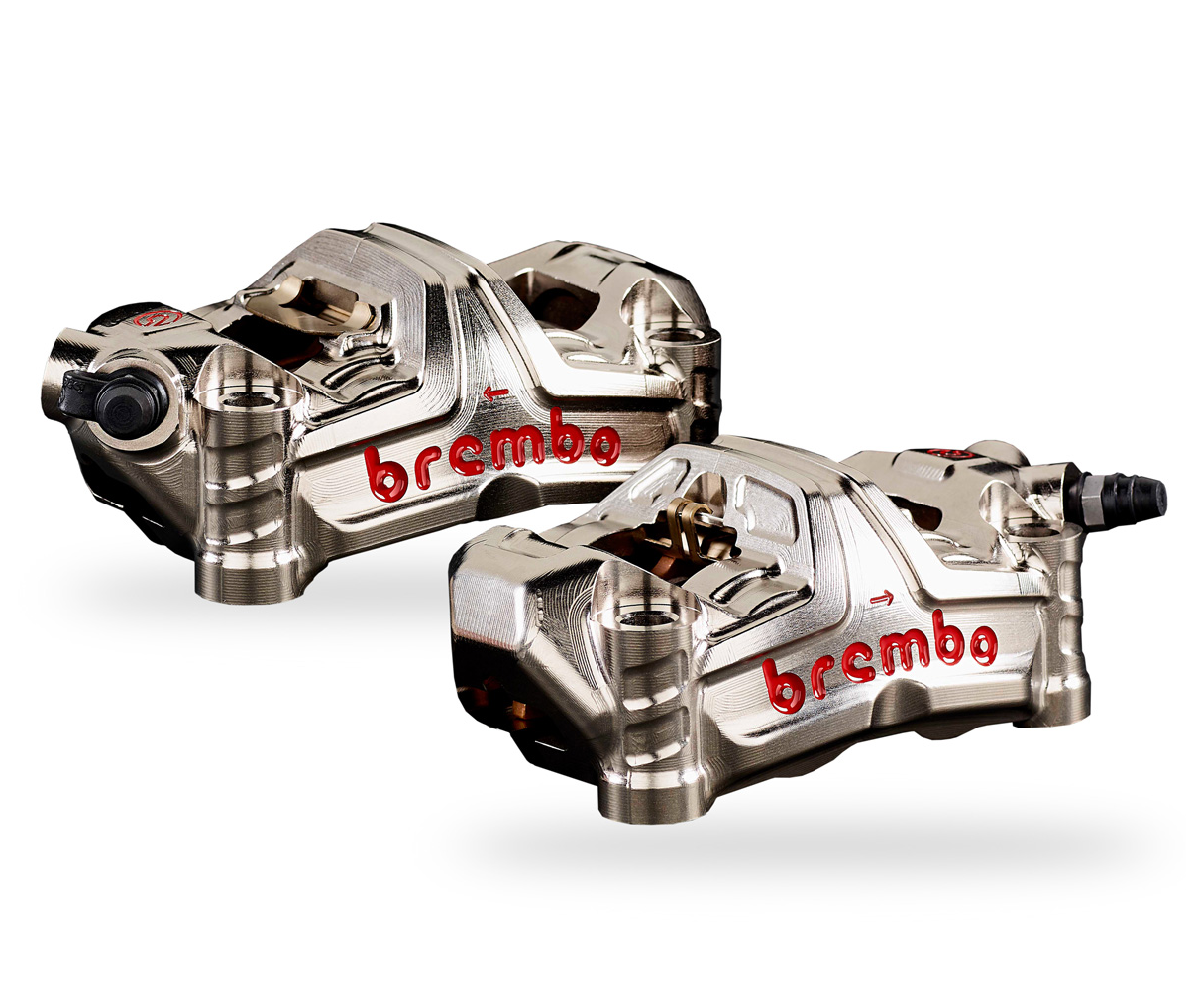 Brembo Radial Calipers GP4 MS CNC 100mm Mount, Left & Right Calipers [Nickel finish]