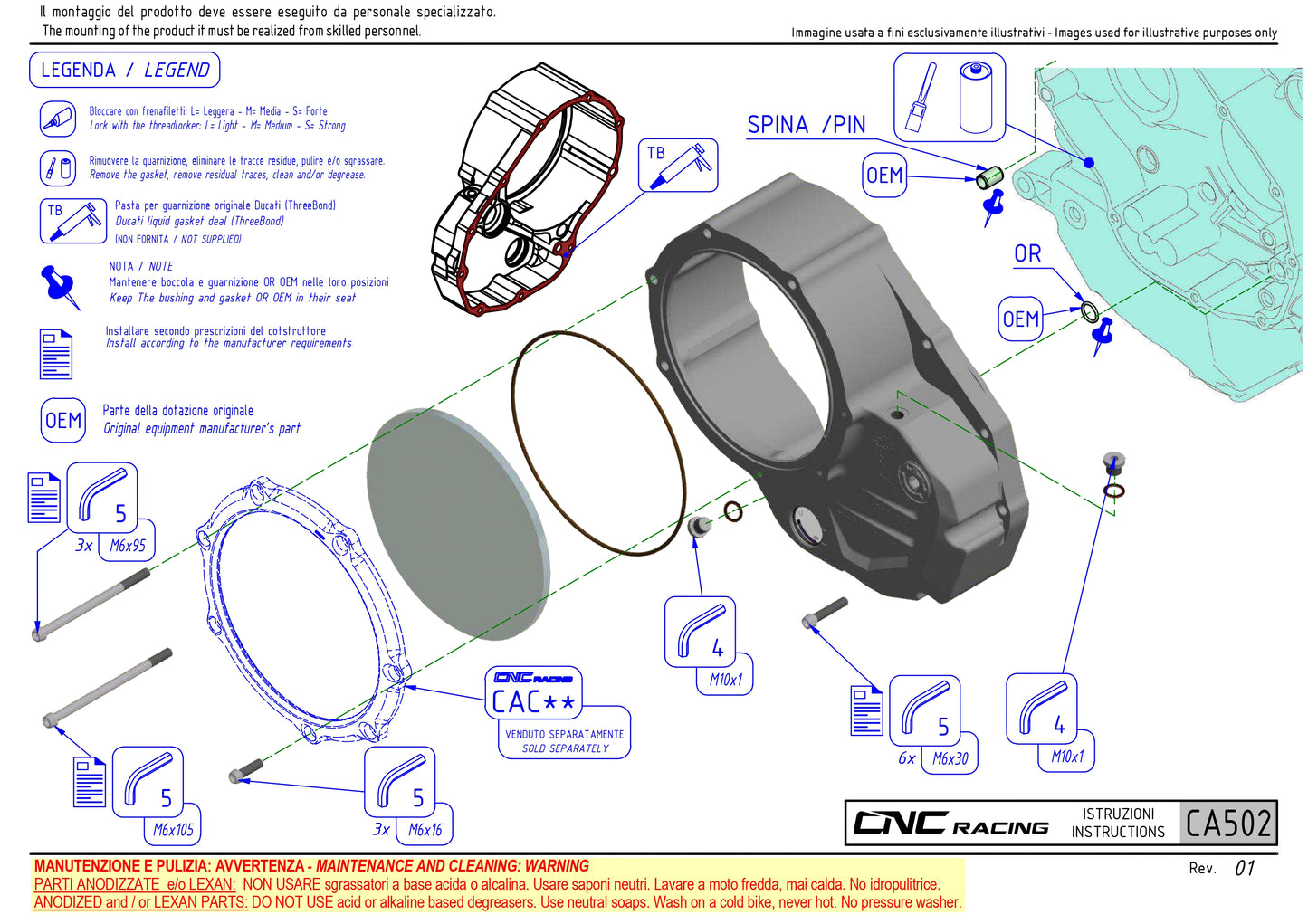 CNC Racing Ducati Clear Wet Clutch Cover [Ducati]