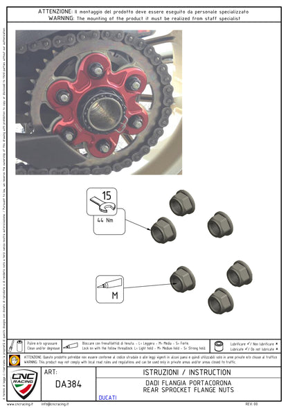 CNC Racing Rear Sprocket Flange 6x Nuts [Ducati]