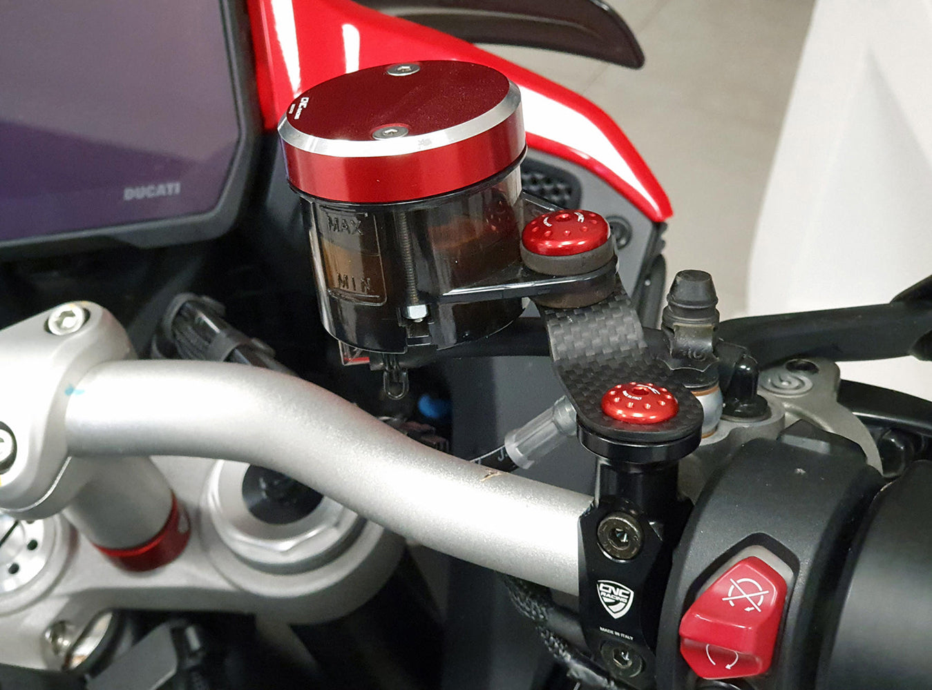 CNC Racing Carbon Brake/Clutch Reservoir 2x Brackets [Ducati Multistrada V4]