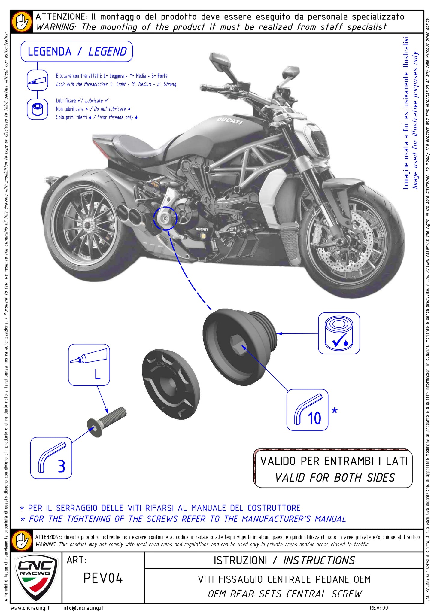 CNC Racing Rearsets Central 2x Bolt Kit [X/Diavel/S]