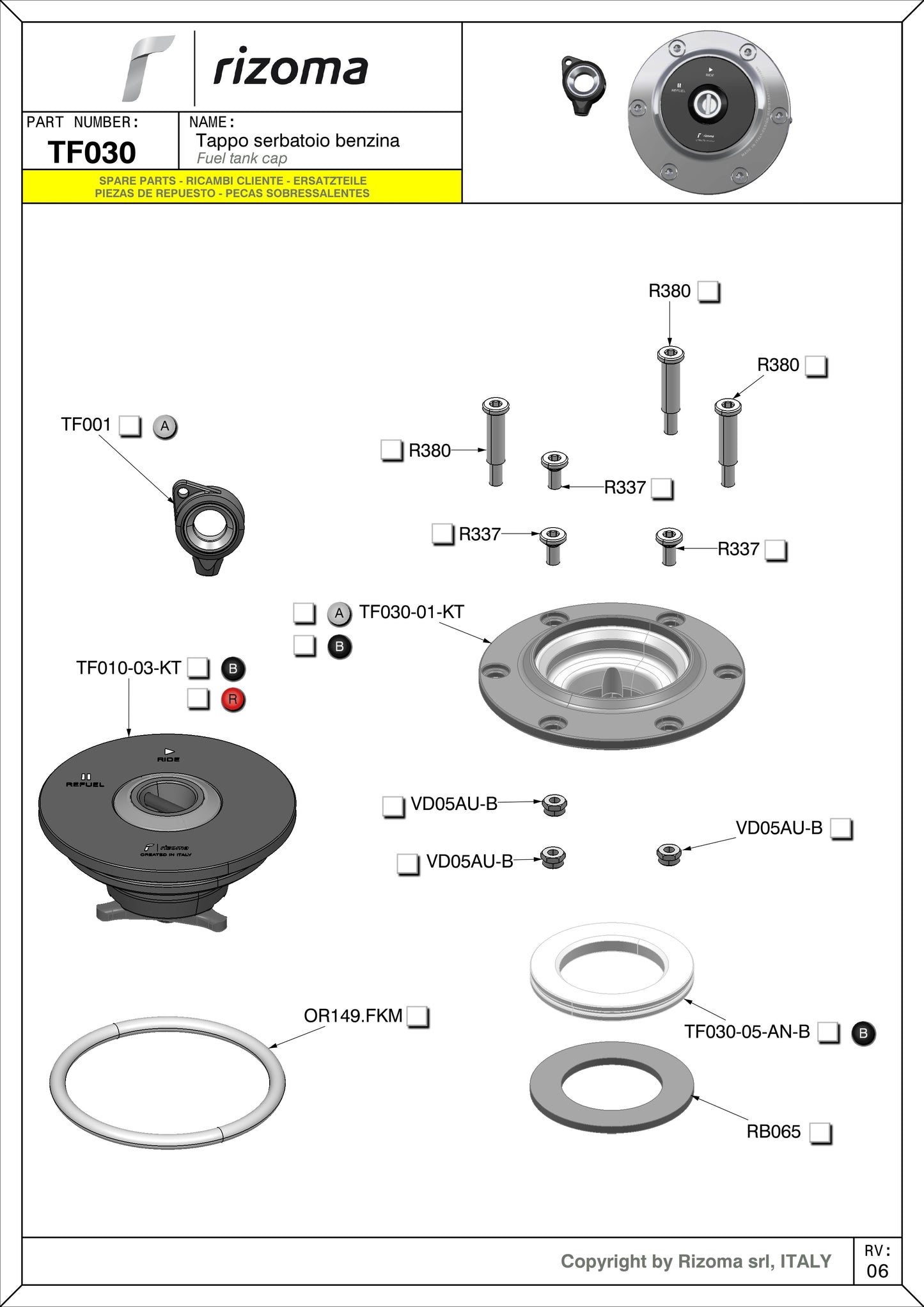 Rizoma Fuel Tank Cap [Triumph]