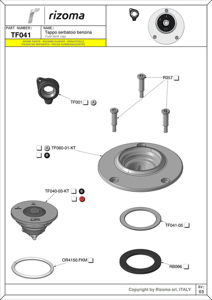 Rizoma Fuel Tank Cap [Ducati-2 (Check Description]